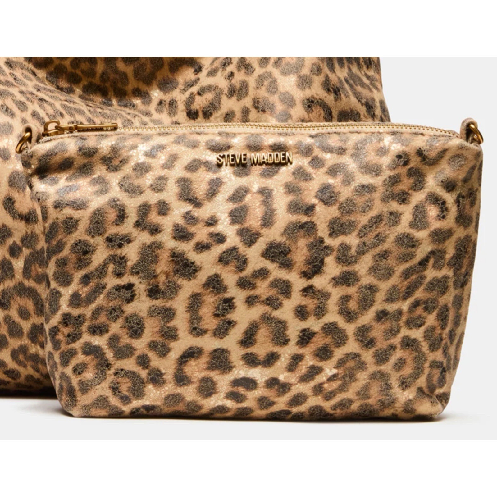 Steve Madden Leopard Faux Suede Metallic BDempsey Crossbody Pouch Bag Size Small