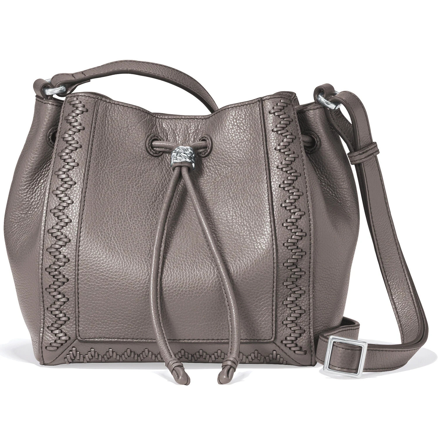 Brighton Arden Cross Body Drawstring Bag Sable Taupe Leather MSRP $395 NWT