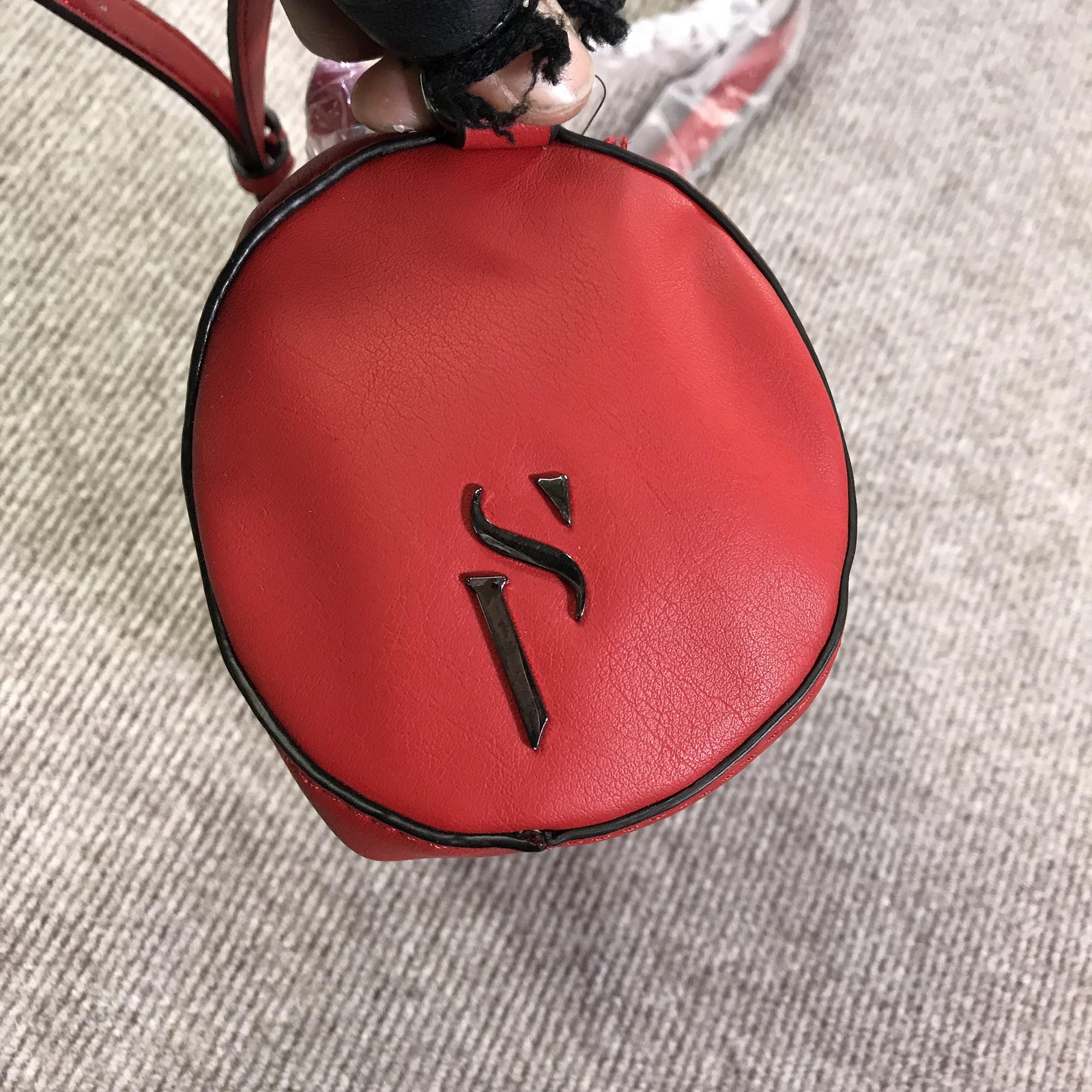 Simply Vera Vera Wang Cylinder Bag Womens Red Vegan Leather Crossbody Handbag