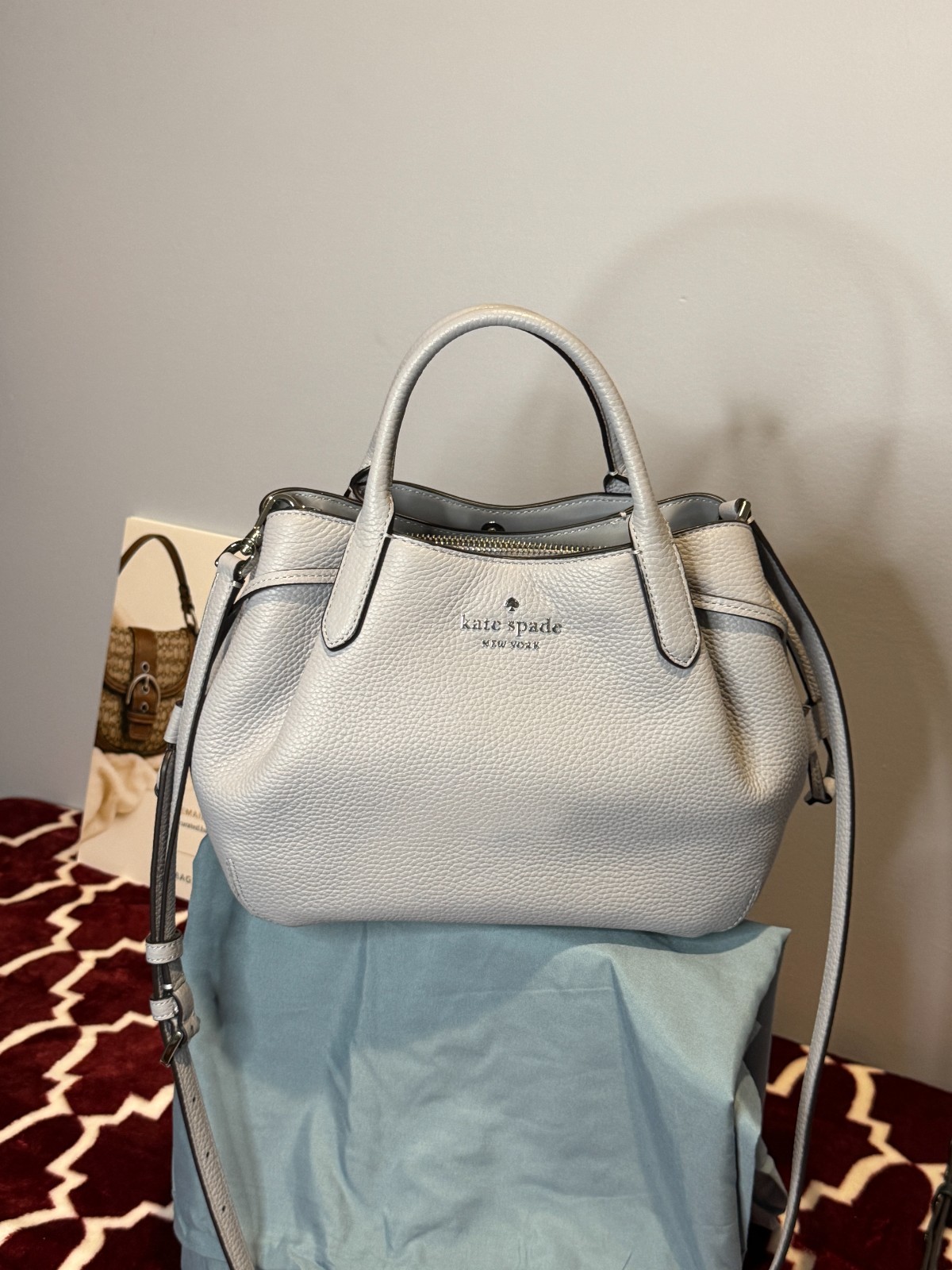Kate Spade Dumpling Small Satchel NWT Pebbled Leather Mountain Grey K8135