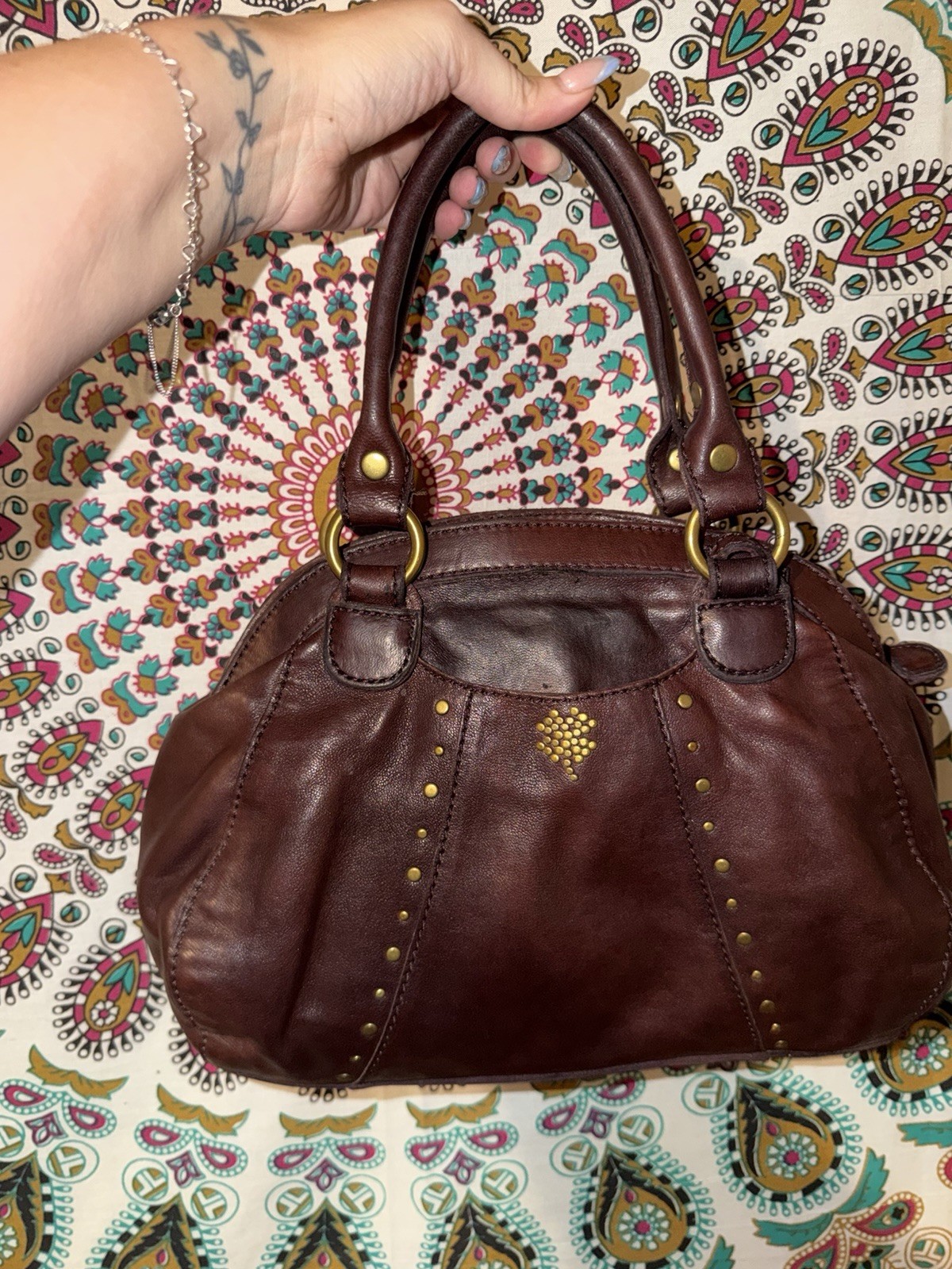 Lucky Brand Italian Lamb Leather Hobo Bag Brown