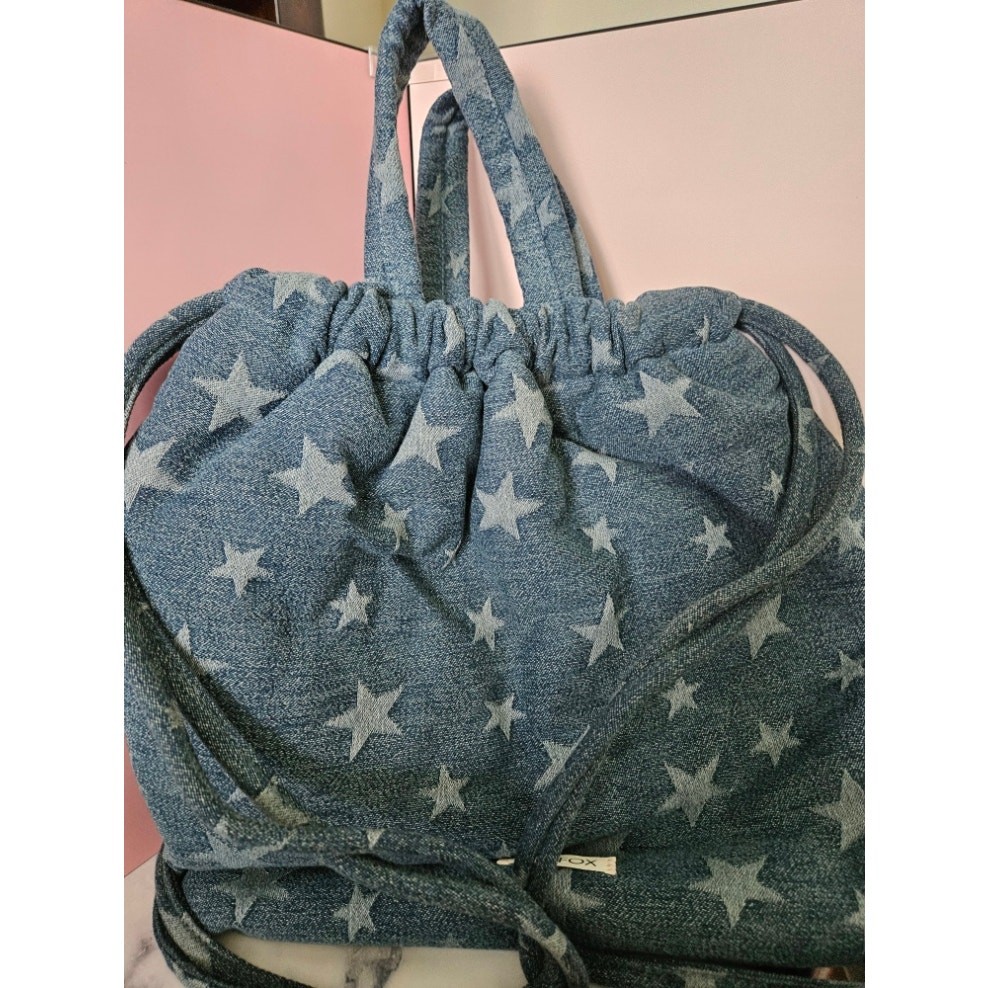 Wildfox Denim Drawsting Tote Bag/Backpack