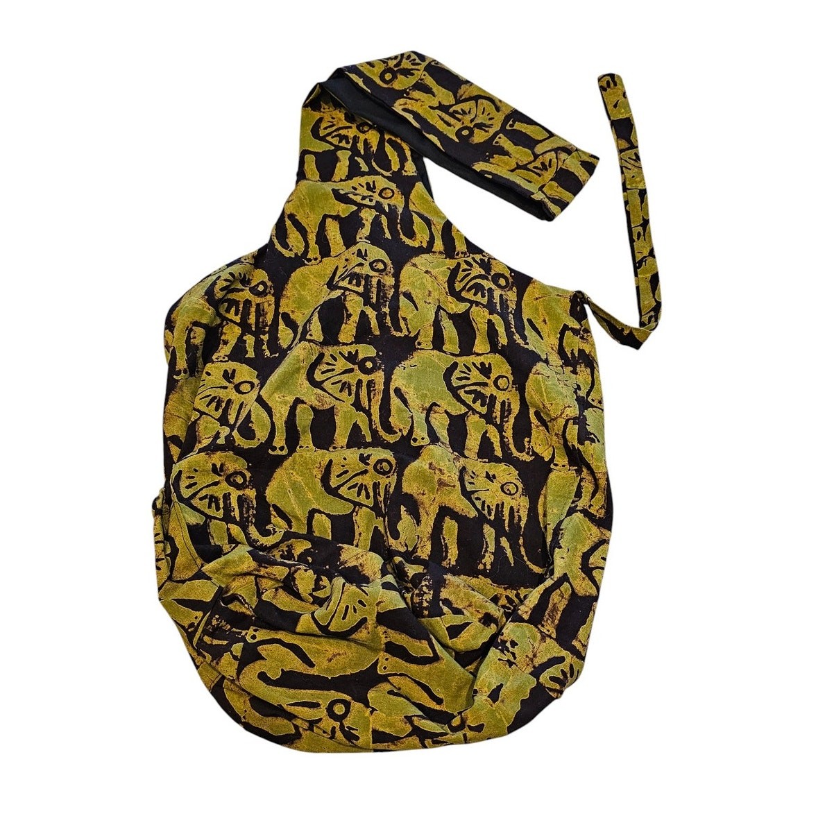 Sling Bag – All Over Elephant Print by Outreach Uganda Handmade Green Black