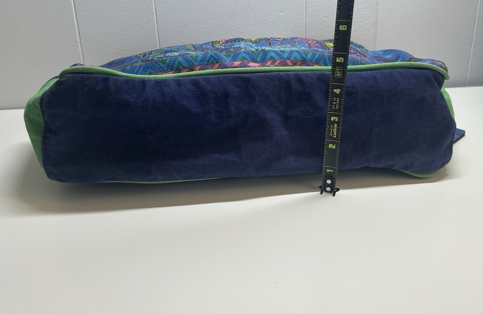 Laurel Burch Canvas Purse Tote Blue With Abstract Dogs Colorful Sequin Bag Charm