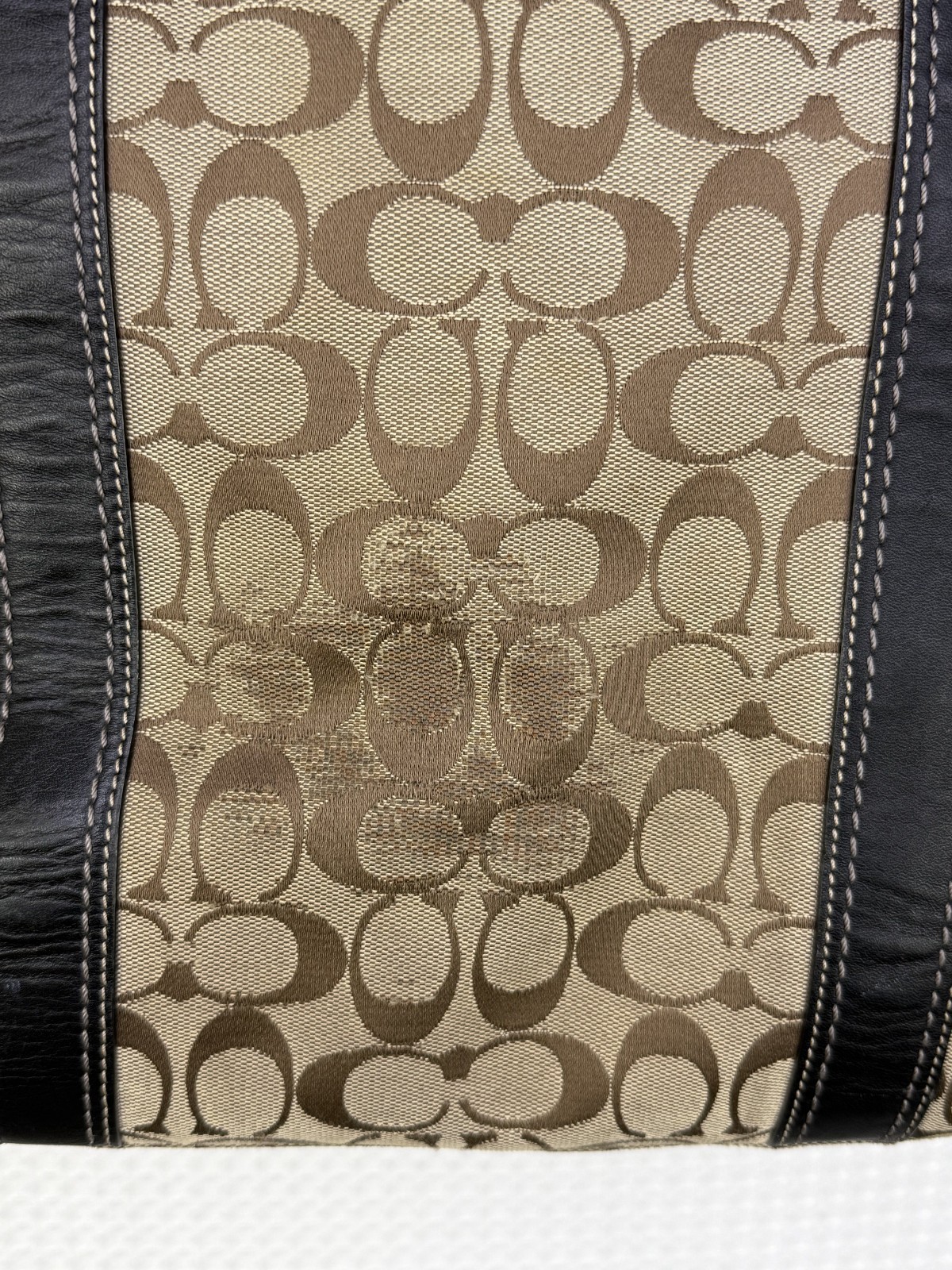 Coach Legacy Signature Tote Bag F12889 Jacquard Leather Trim Vintage EUC
