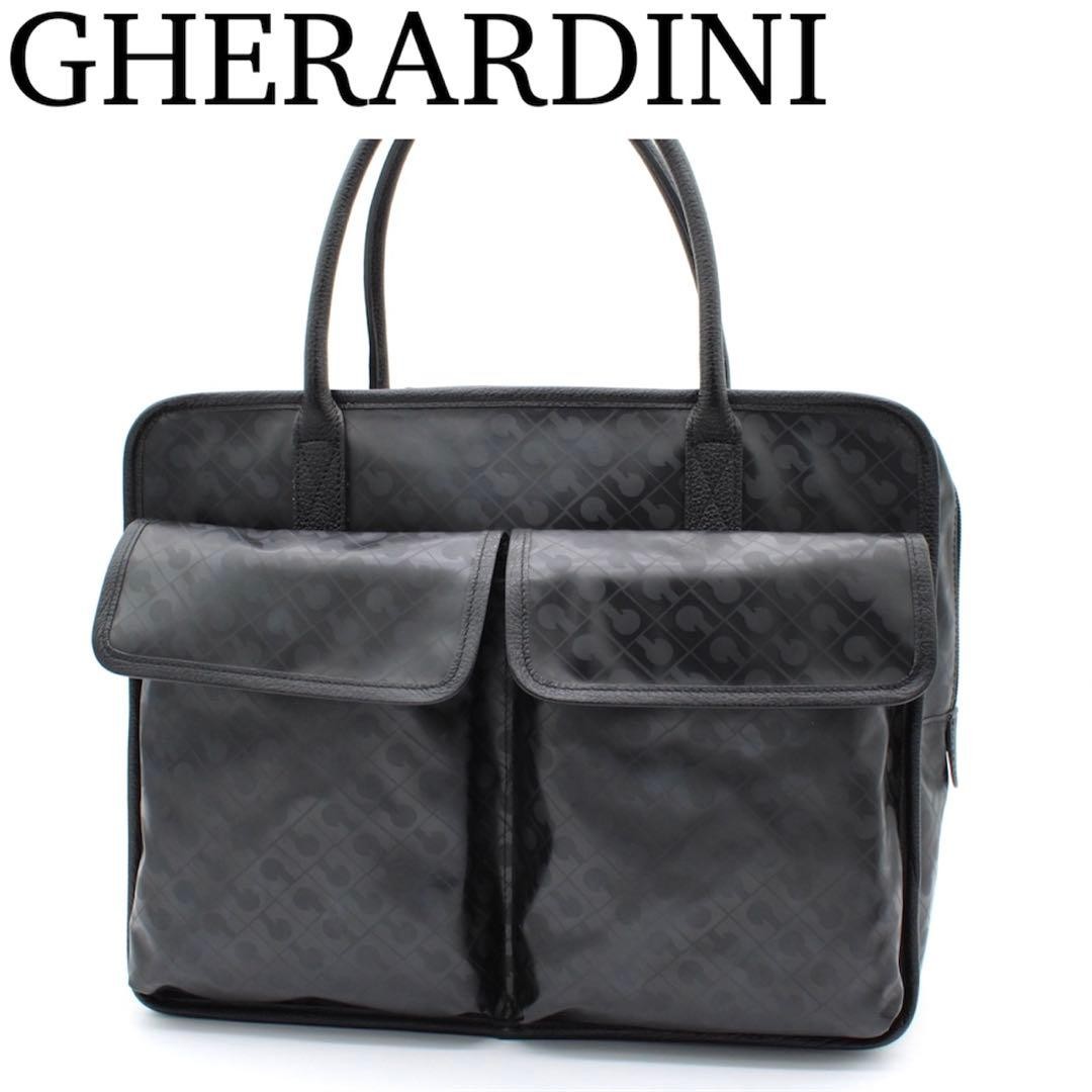 Gherardini Softy Logogram Black Tote Handbag Japan Near Mint 0610780