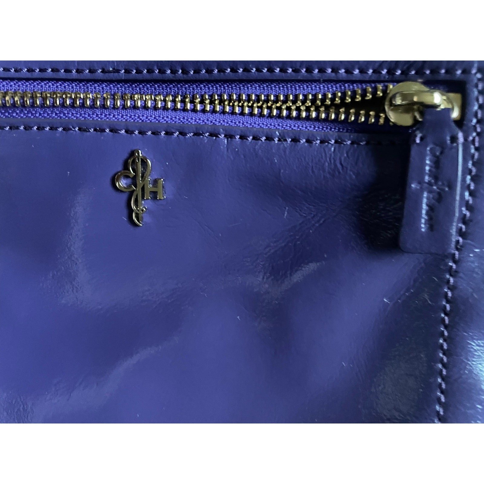 Cole Haan Womens/Teen Crossbody Vivid Purple Purse 5×8 inches Gold accents