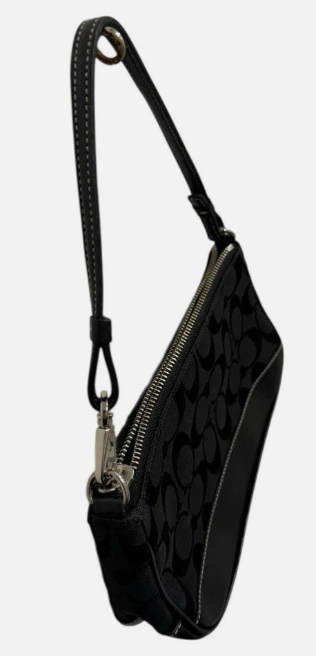 Vintage Coach Signature Demi 6094 Black Canvas Leather Shoulder Bag Y2K Wristlet