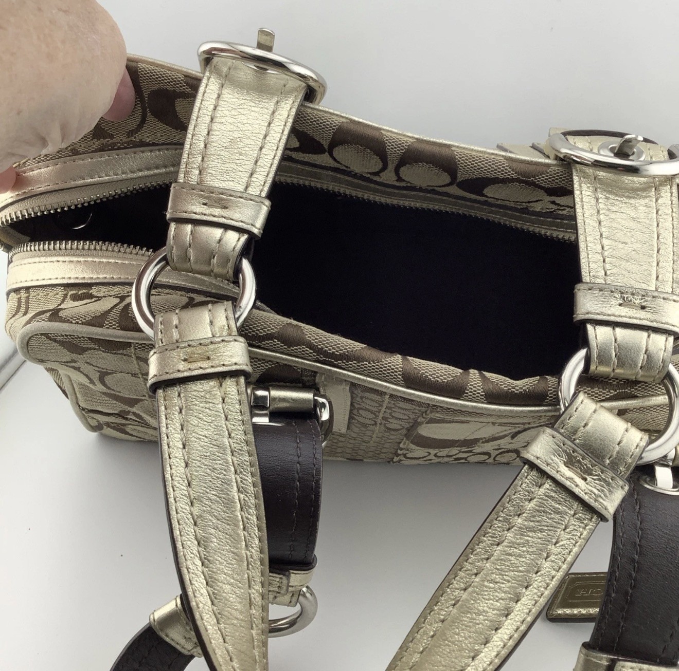 Coach Soho F12317 Signature Patchwork Satchel Mia Vintage Y2K Canvas Metallic