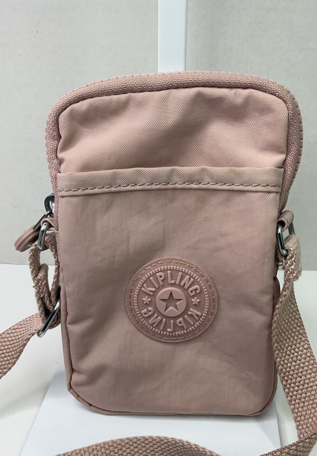 Kipling Pink Small Crossbody Zip Bag Adjustable Detachable Strap Pockets Lined