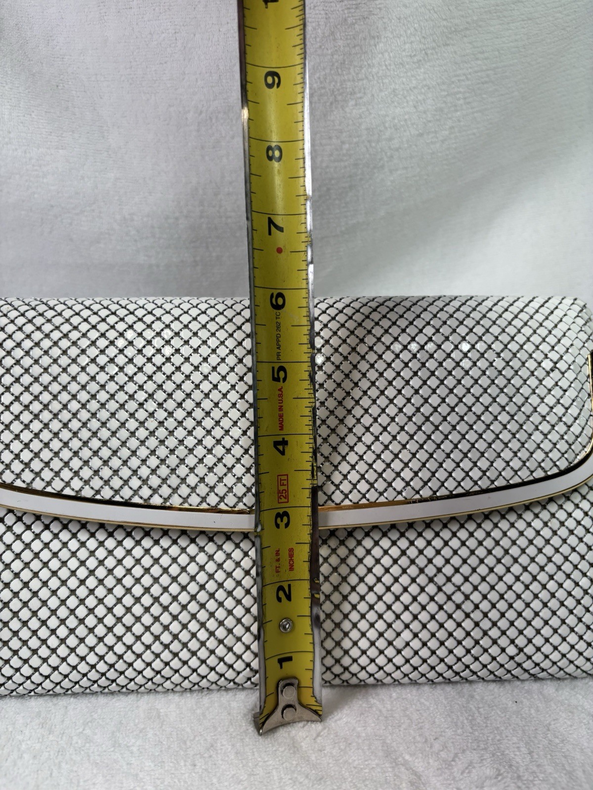 70s Retro White Tile Mesh Disco Crossbody Handbag Bridal Wedding Clutch