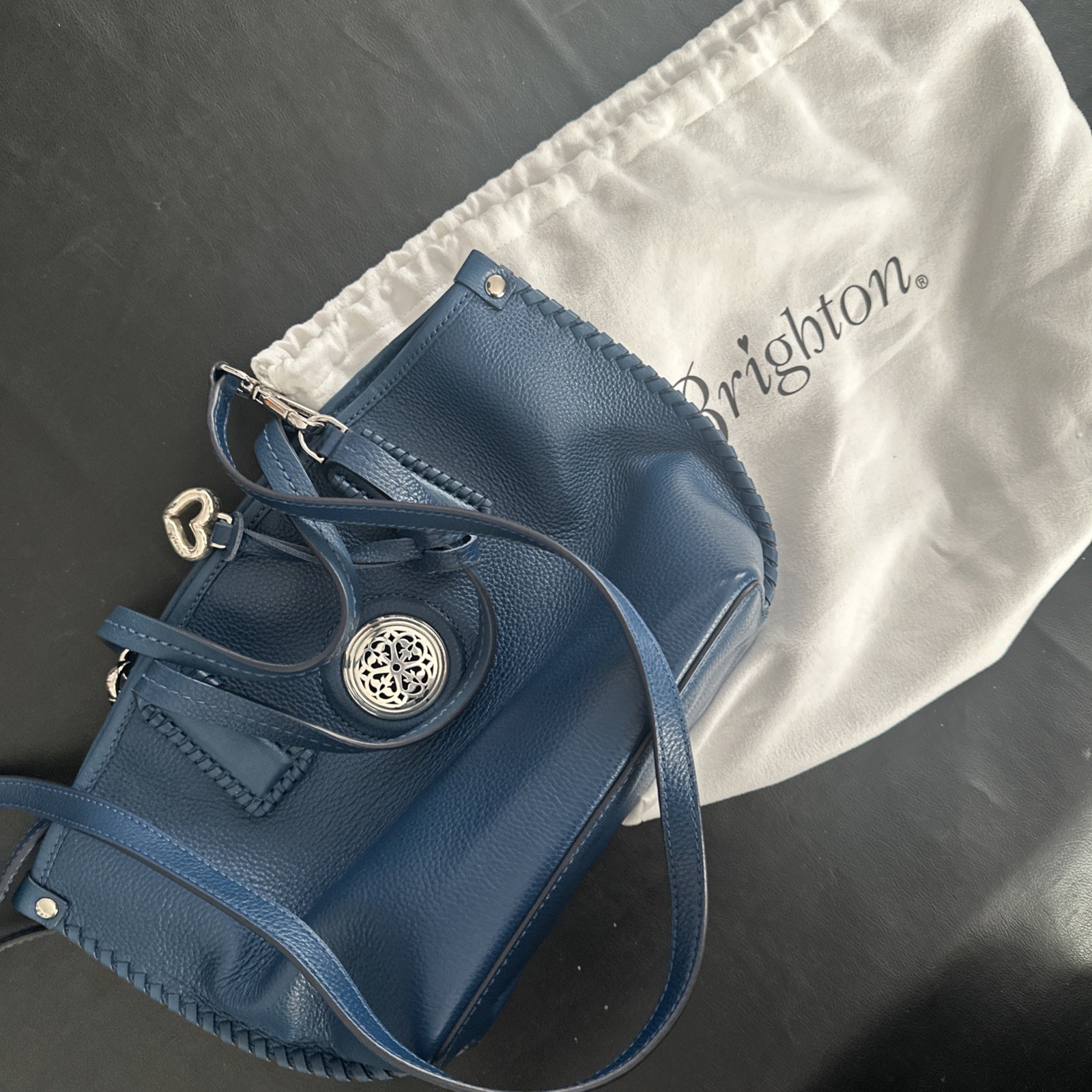 Brighton Ferrara Collection Women’s Leather Shoulder Bag Purse Navy Blue