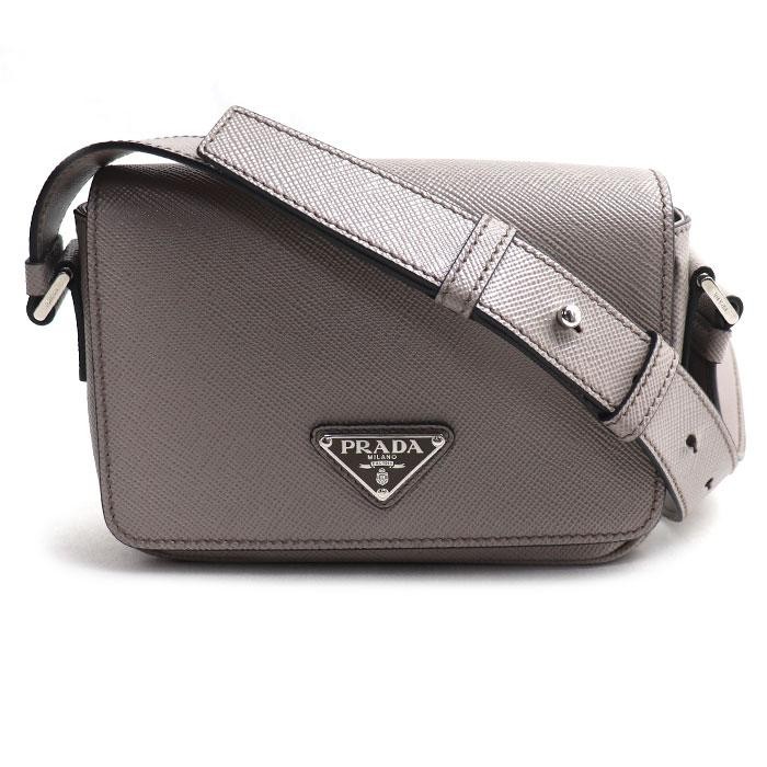 PRADA Shoulder Bag: Saffiano Triangle Logo 2VD065 2FAD F0572 Gray W21H14D5.5cm;