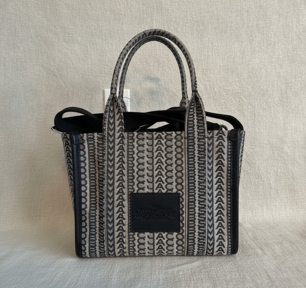 Marc Jacobs The Monogram Small Tote Bag Beige Multi Jacquard New With Tags