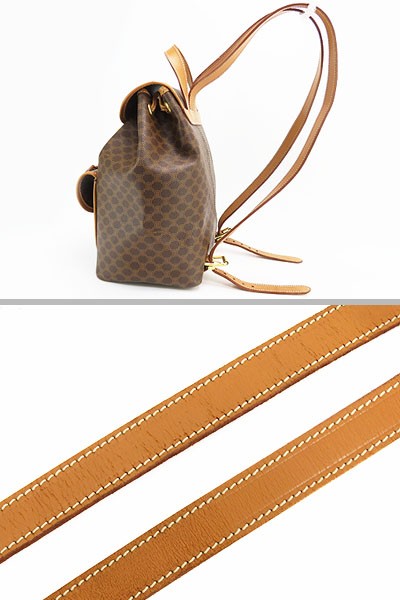 CELINE Vintage Macadam Backpack Brown Dark Brown PVC Leather