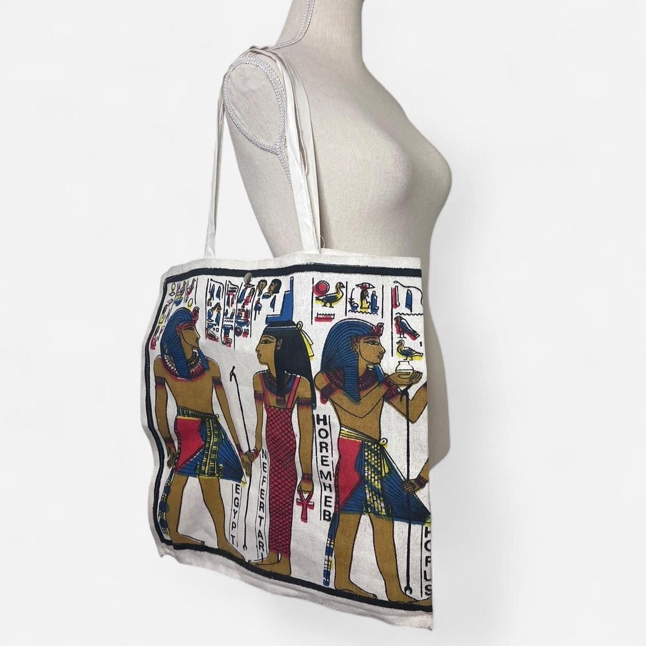 VTG Egyptian Hieroglyphics Canvas Tote Bag Ancient Egypt Pharaoh Nefertari
