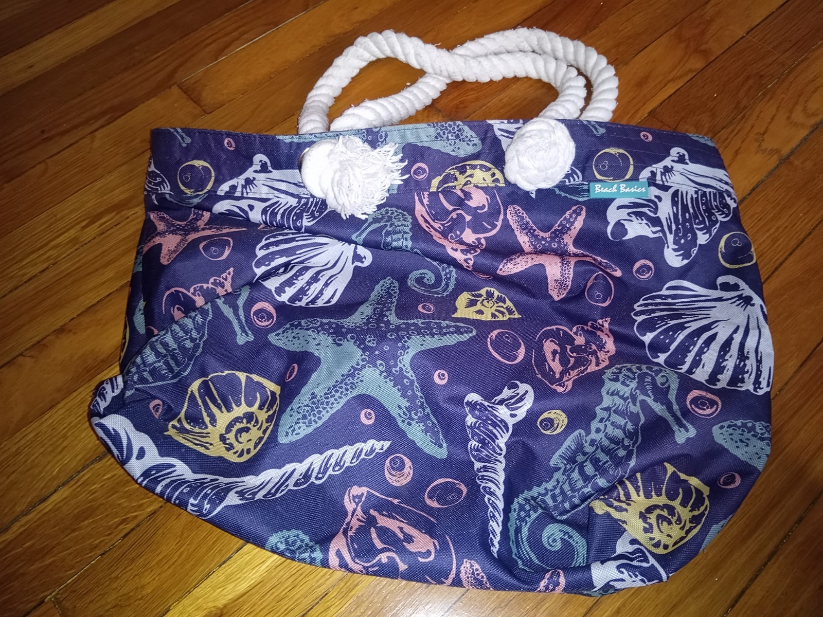 CVS ROPE TOTE DARK BLUE WITH SEA CREATURES REUSABLE SUMMER BAG – USED