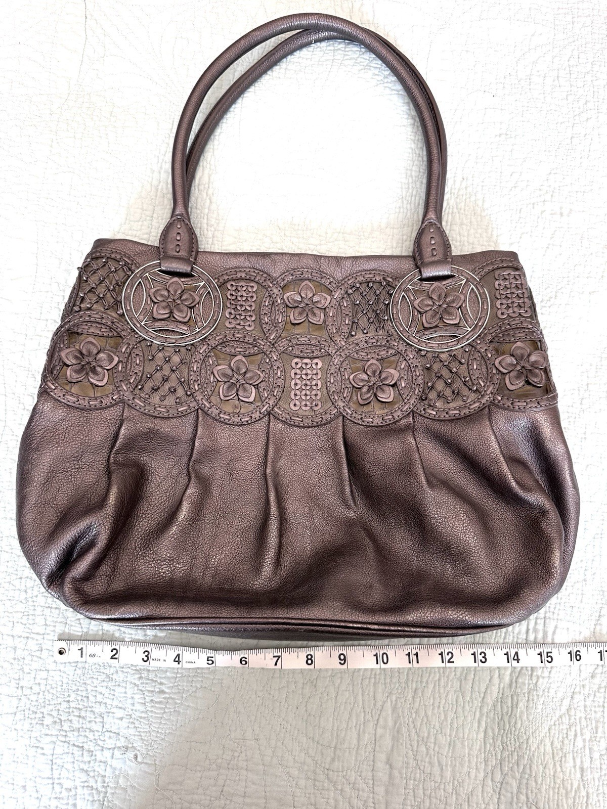 Brighton Nala Pewter Leather Handbag Masterpiece Collection