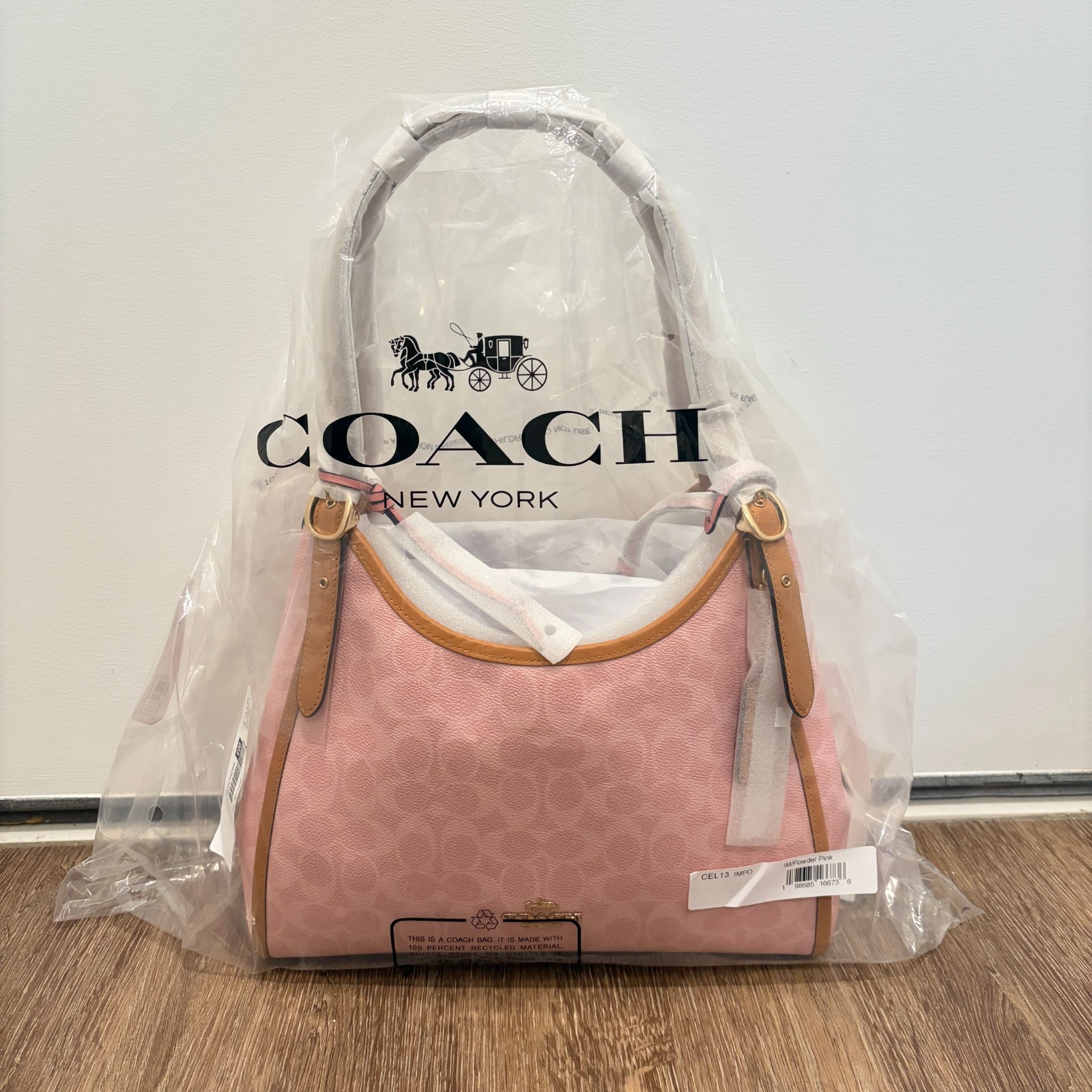 NWT COACH Erin Shoulder Bag In Signature Canvas With Charms CEL13 in powder pink