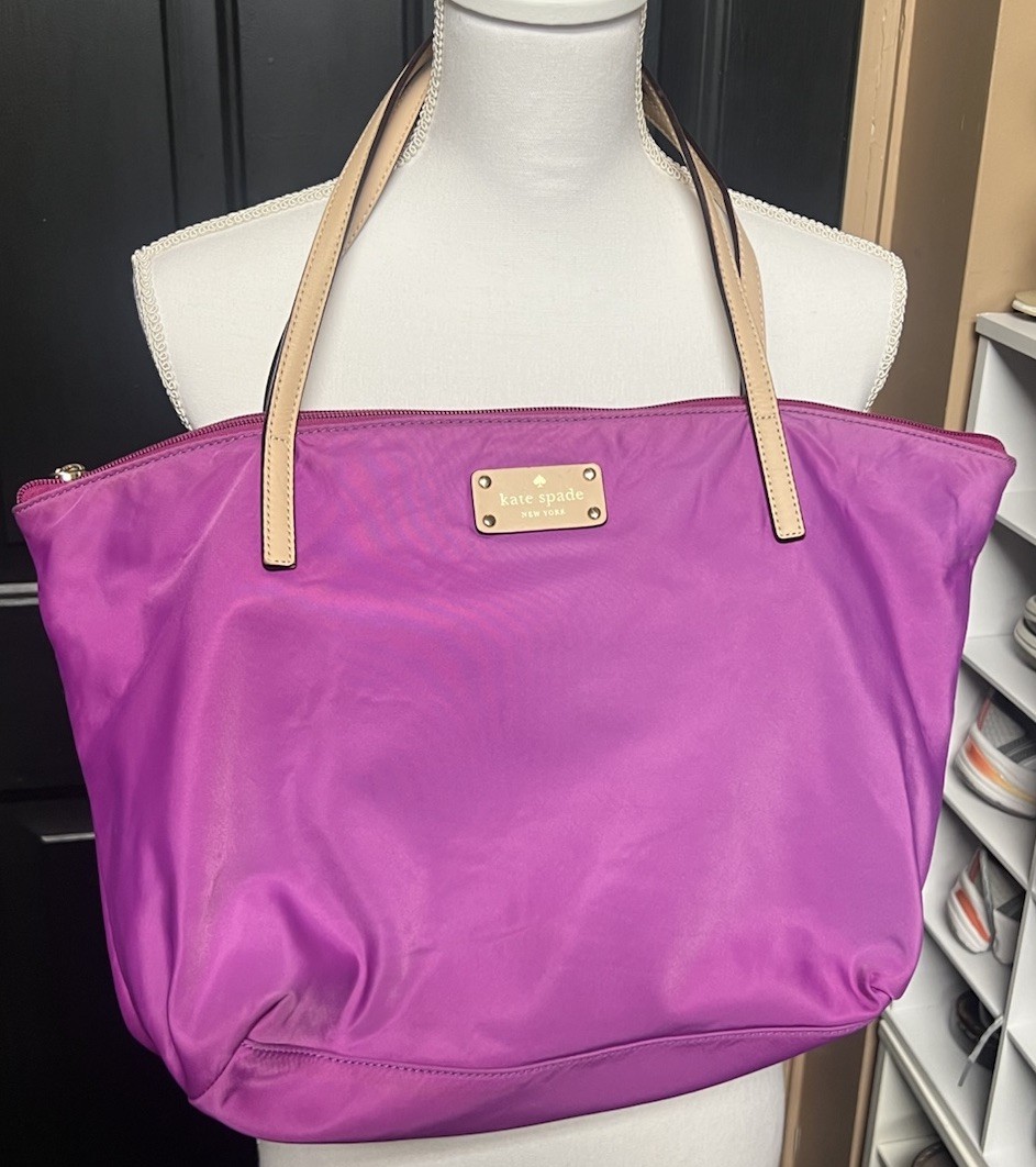 Kate Spade New York Pink/Fuchsia Shoulder Bag Top Zip Tote Leather Straps