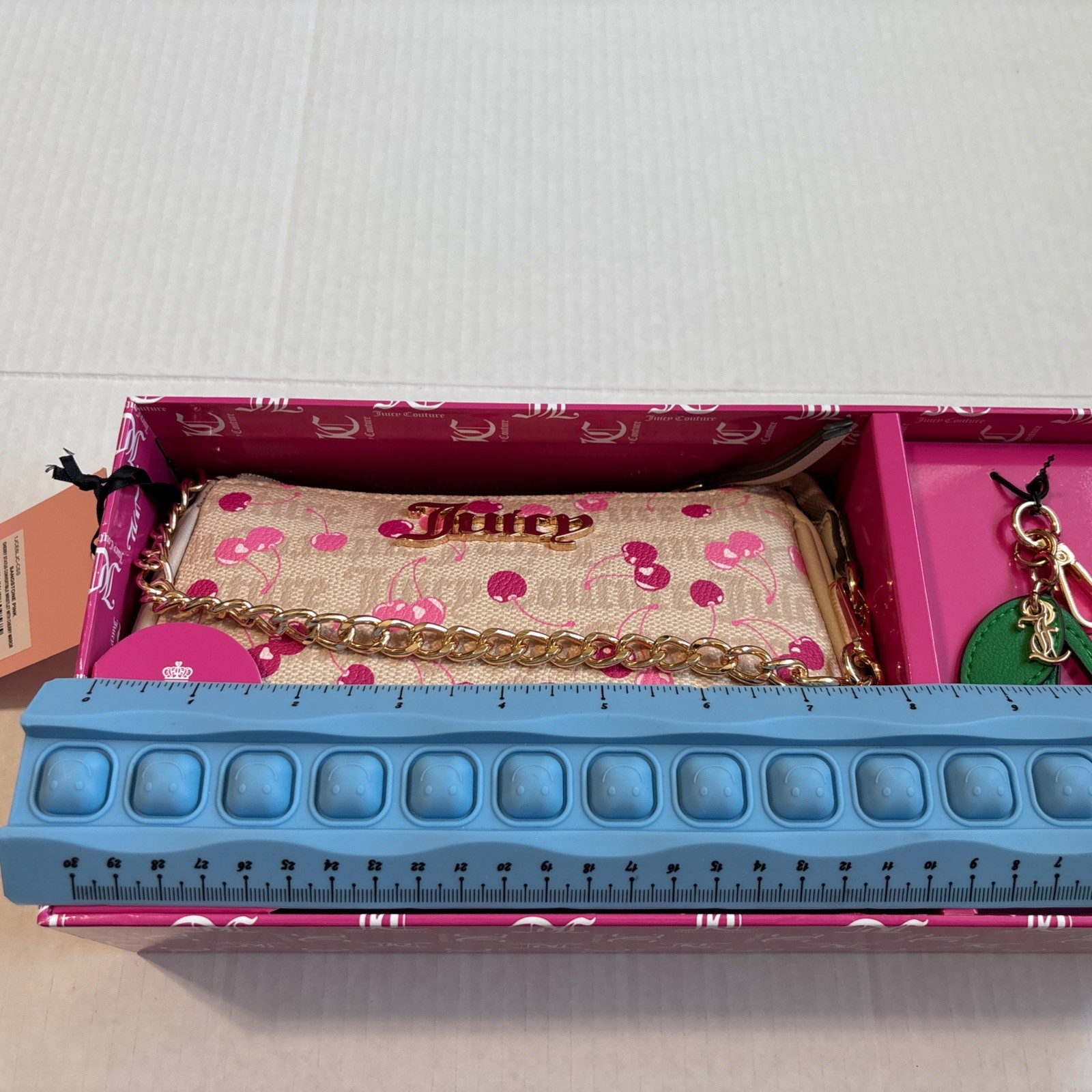 JUICY COUTURE Cherry Print Wristlet & Mini Cherry Mirror Boxed For Gifting NWT