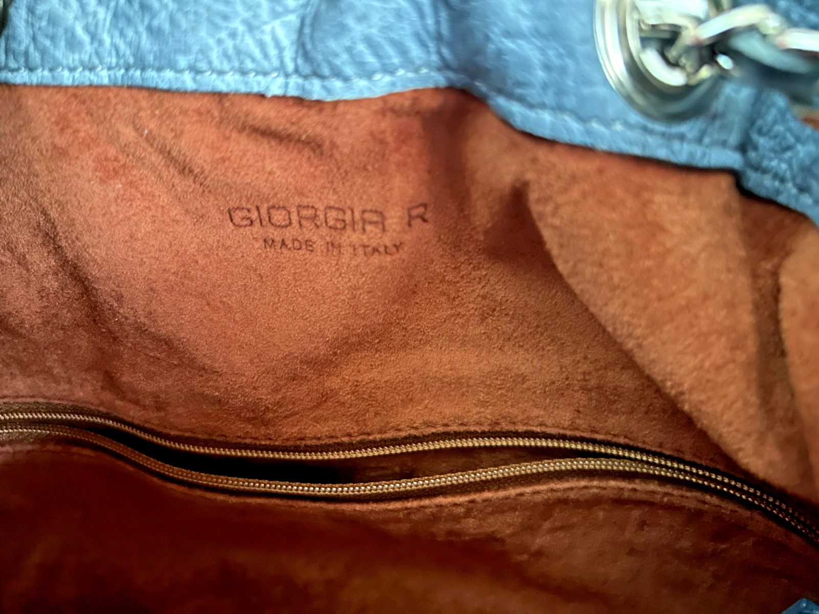 👜 Giorgia R Blue Mirror Bucket Bag Ostrich Skin