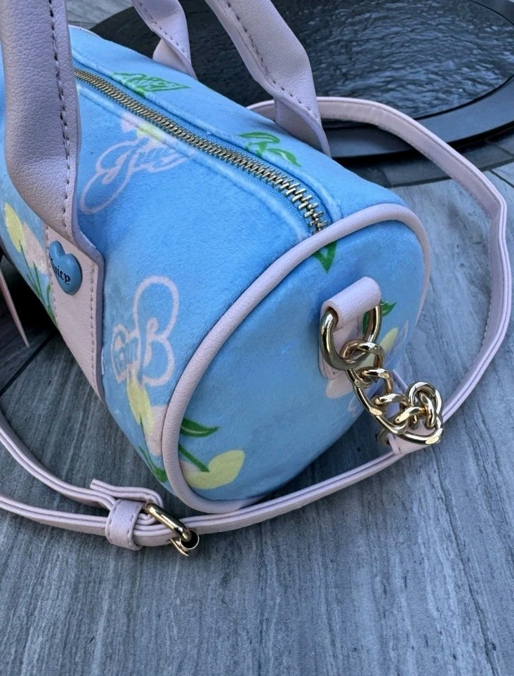 Juicy Couture Retro Style Cherry Mini Barrel Bag, Blue Gleam Multi
