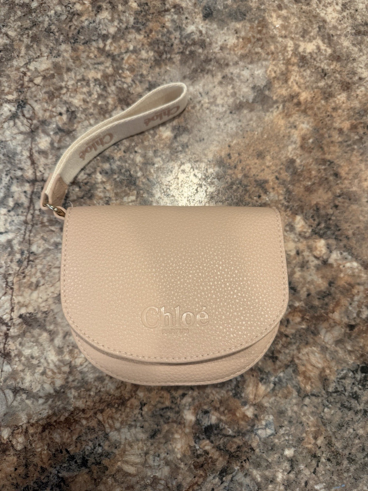 Chloé Parfum Blush Pink Pebbled Leather Wristlet Pouch