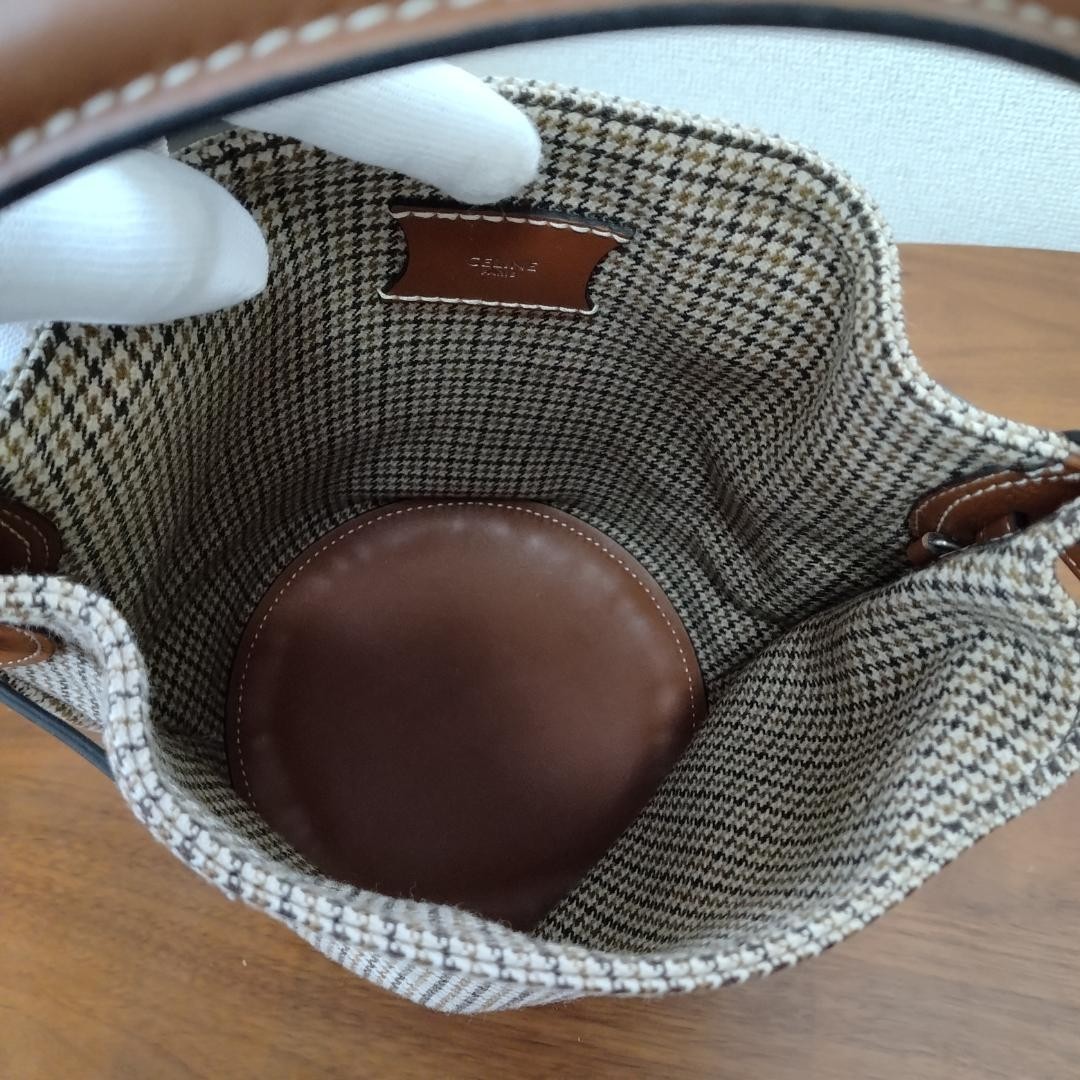 STUNNING CELINE Big Bag Nano Bucket – Plaid Tweed Pattern – Excellent Condition