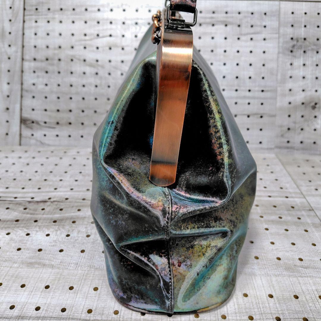 Jean Paul Gaultier Iridescent V-Cyber Kiss Lock Handbag Designer Authentic