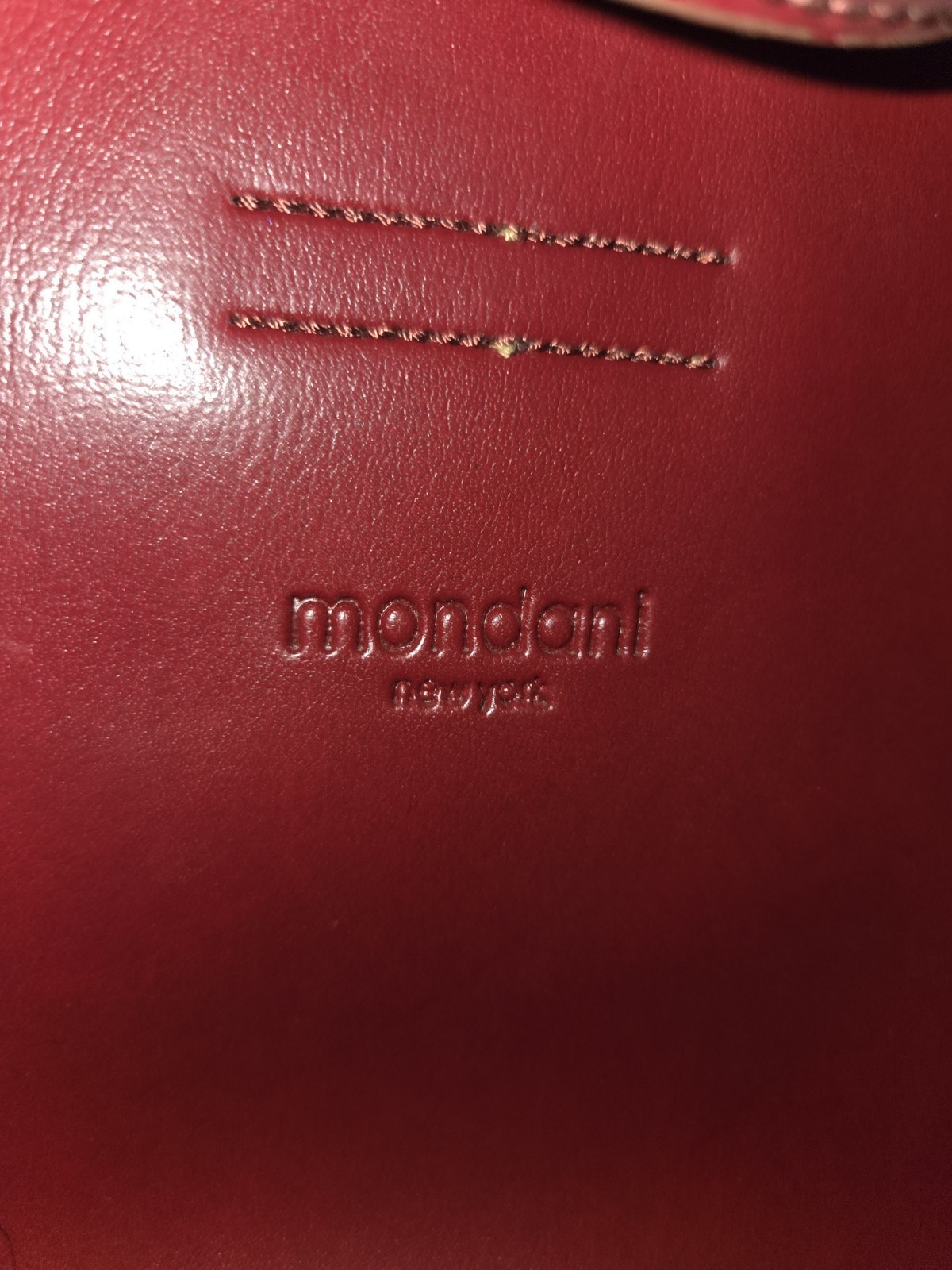 Vintage Mondani New York Handbag Red Simulated Leather Double Strap