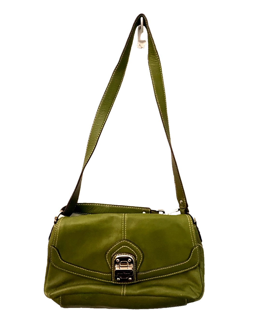 Y2K Vintage Sophia Caperelli Green Leopard Lining Leather Shoulder Bag