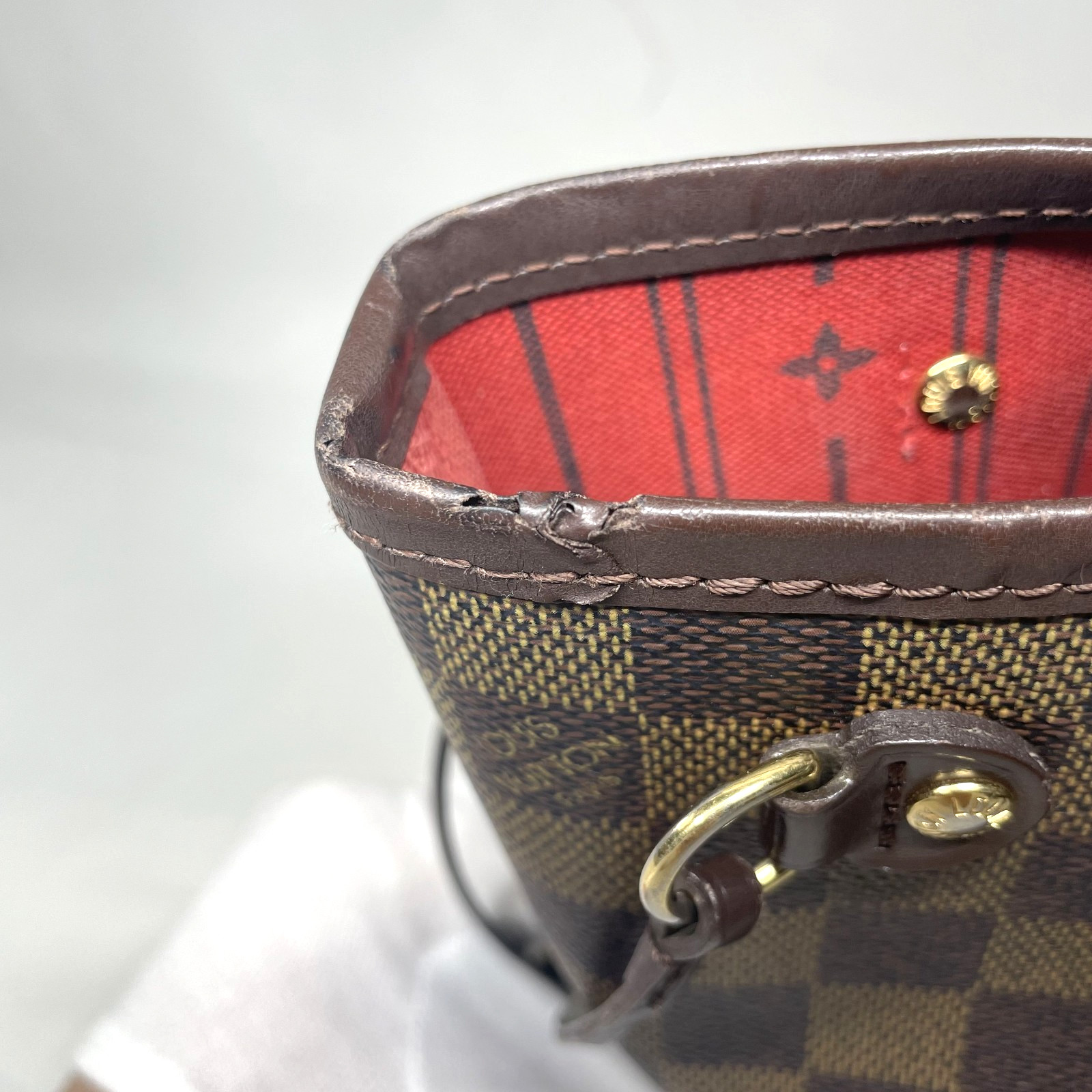 LOUIS VUITTON Neverfull PM N51109 Damier Ebene Tote Shoulder Bags Authentic