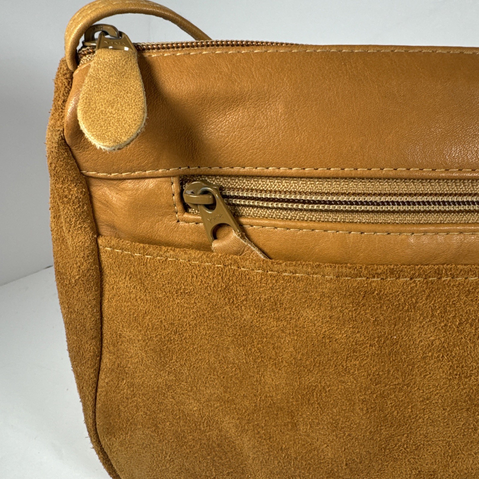 Vintage Bill Dorf Mustard Yellow Suede Leather Shoulder Bag Bag 11×6 GUC