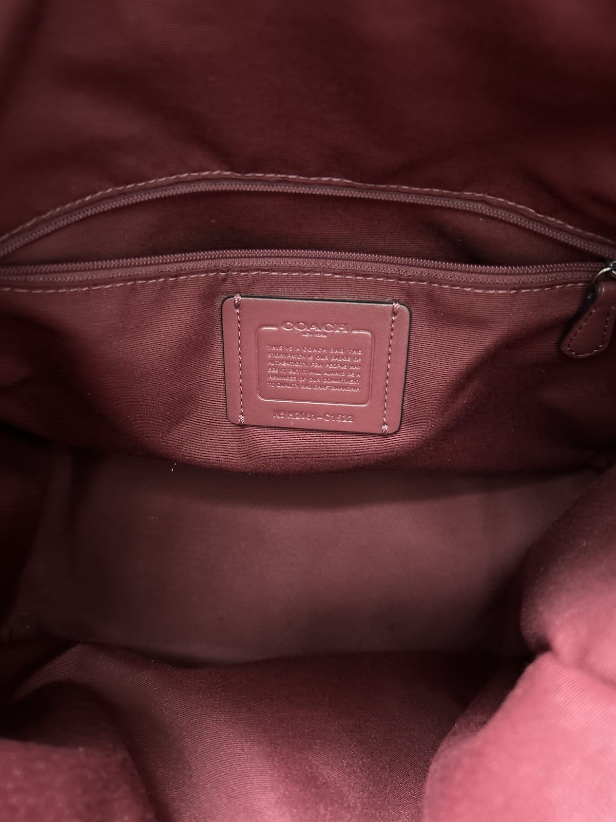 Coach Burgundy Pebbled Shoulder Bag Adjustable Strap Zipper Buckle Accent