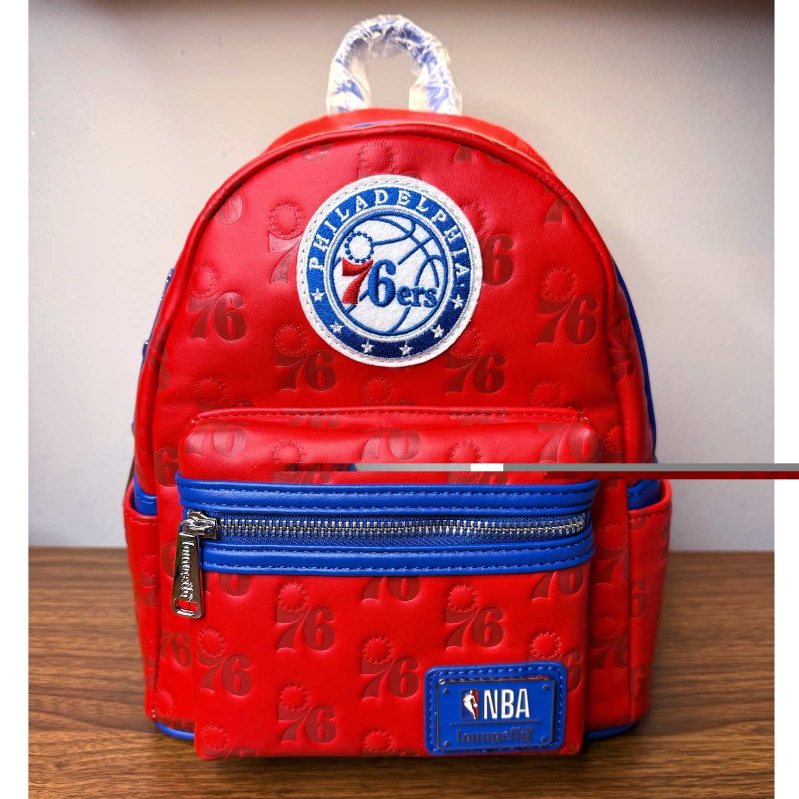 NEW Loungefly NBA Philadelphia 76ers Logo Red, White & Blue Mini Backpack
