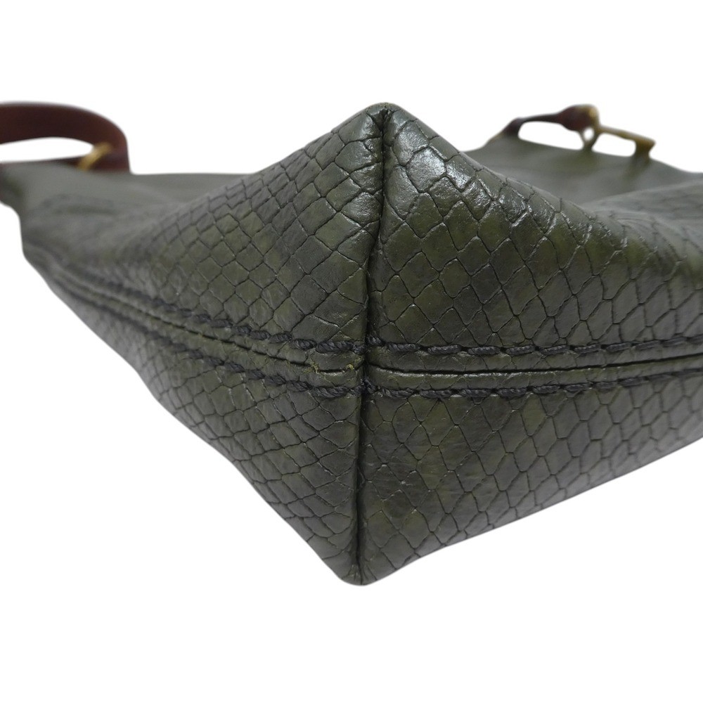 Fossil Fiona Crossbody Bag Womens Medium Green Brown Snake Embossed Leather