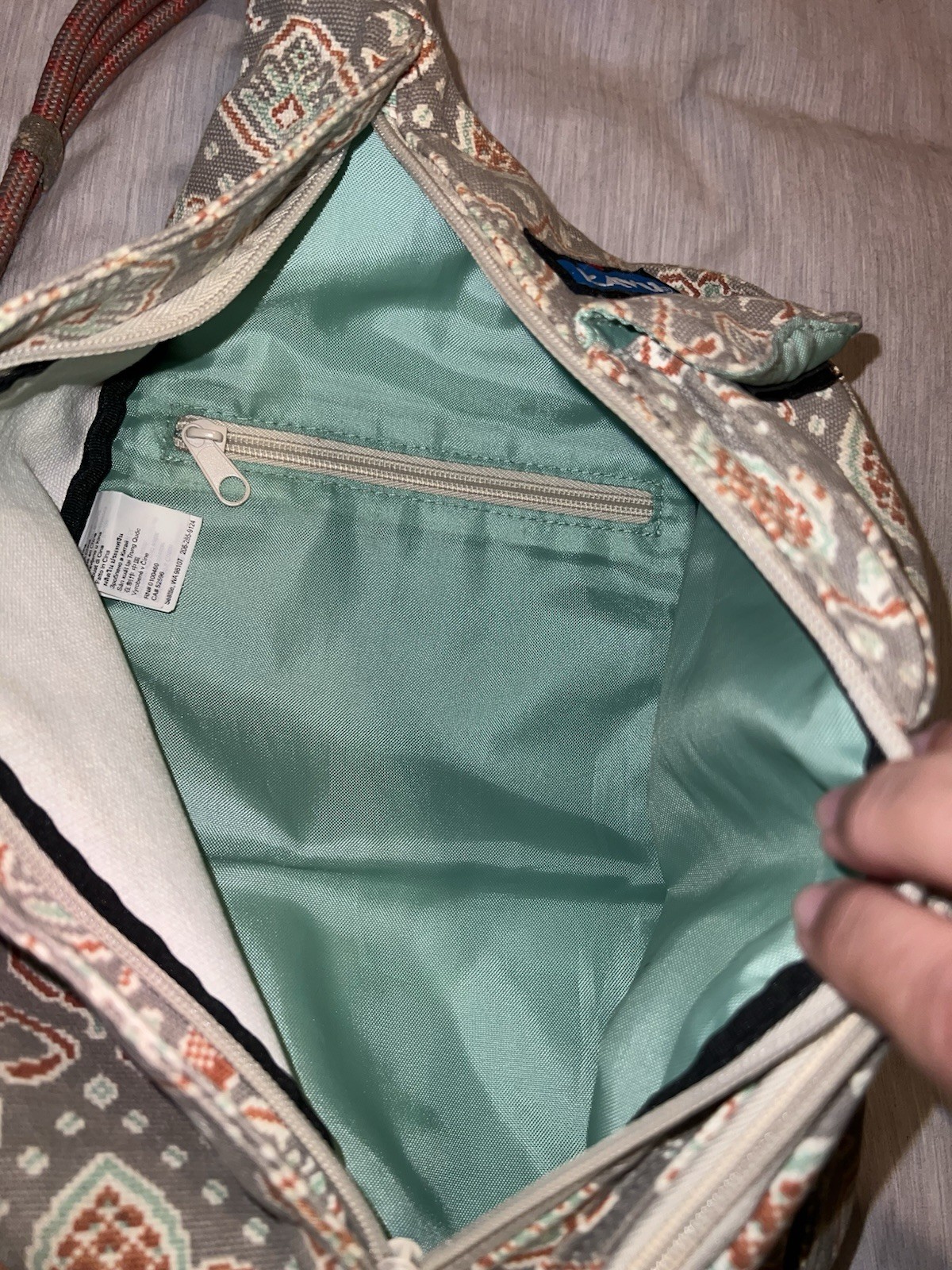 Kavu Rope Sling Bag With Matching Wallet Fall Pattern Pinecones Leaf Design EUC