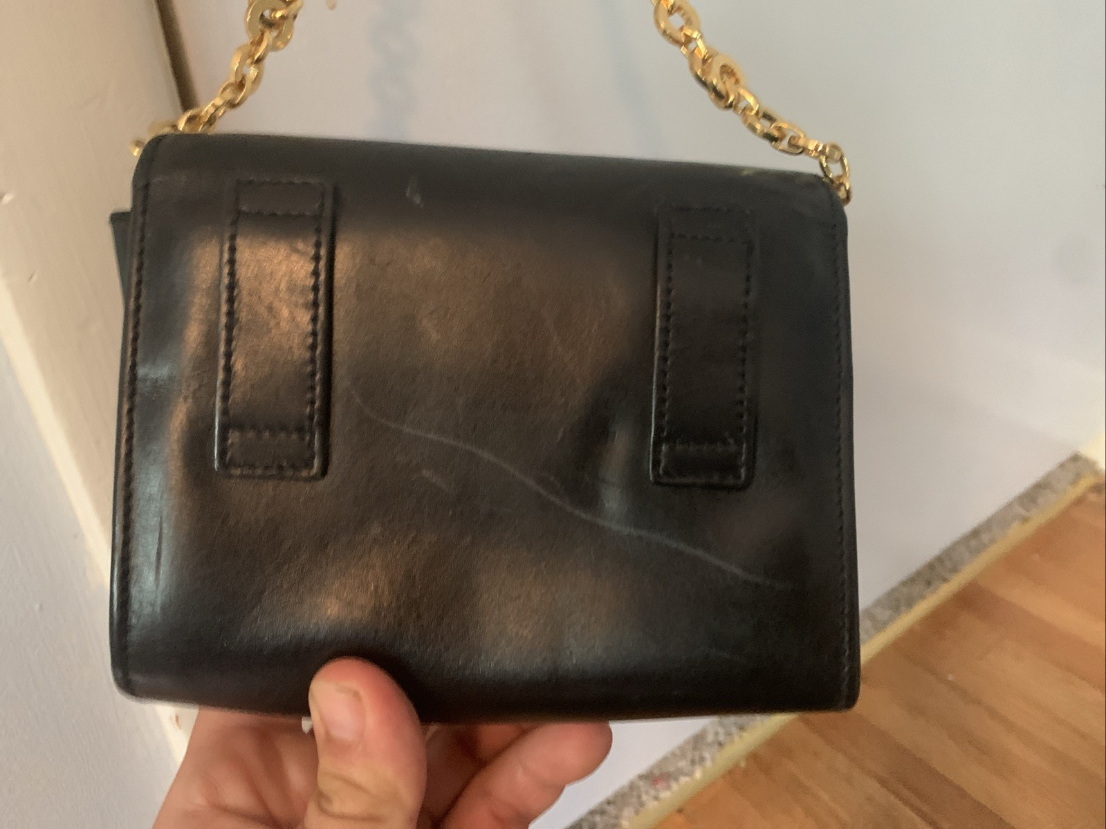 Vintage Ferragamo Vara Bow Black Leather Shoulder Bag/ Handbag Gold Hardware