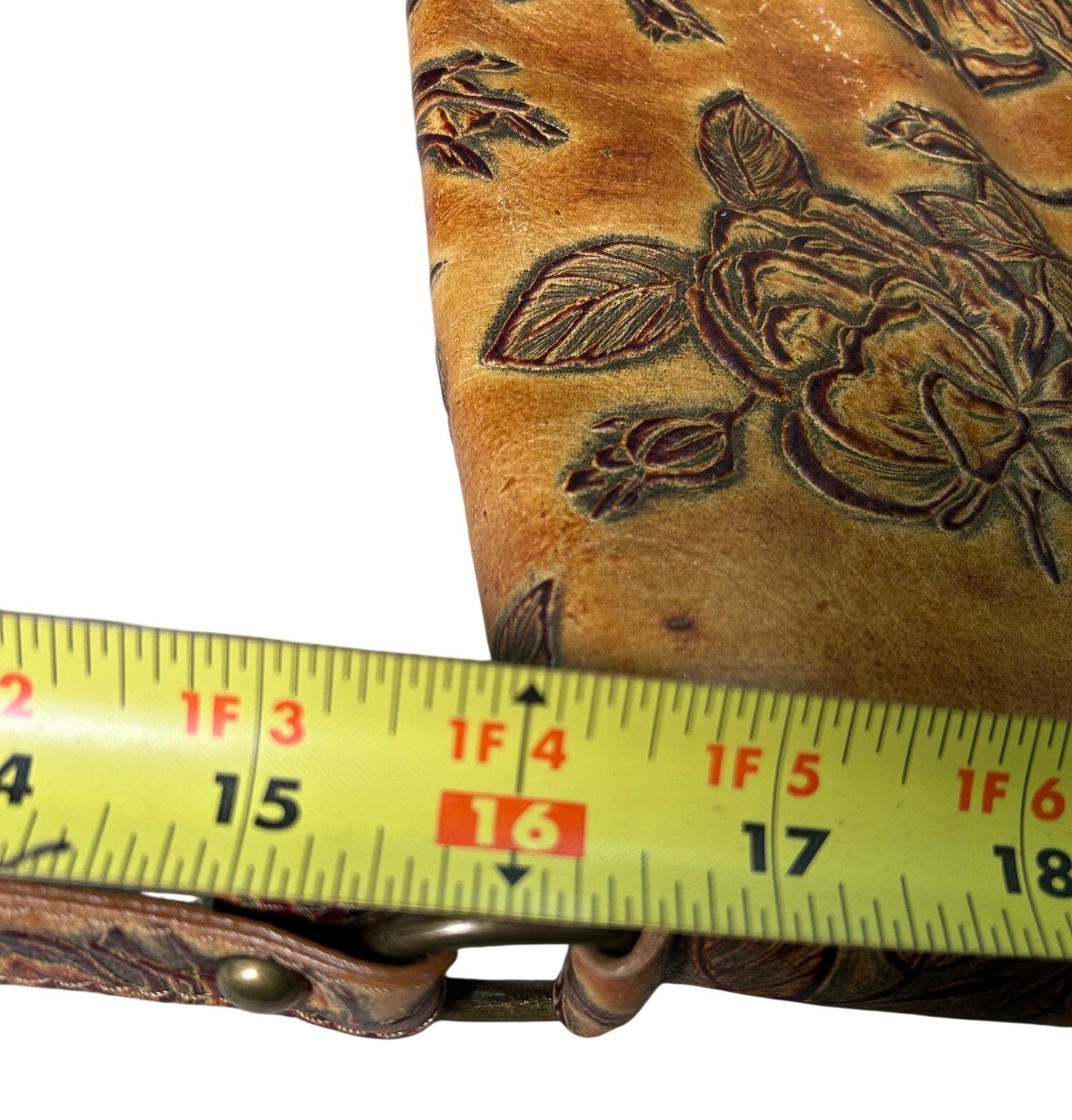VTG Cuoieria Florentina Tuscan Leather Suede Floral Crossbody Bag Made in Italy