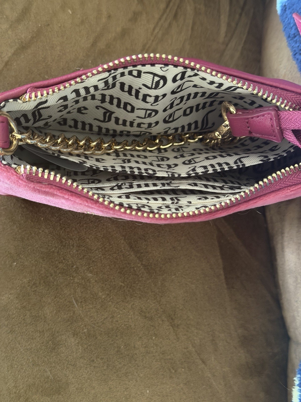 Juicy Couture Plum Berry Velour Rhinestone Logo Convertible Wristlet NWT