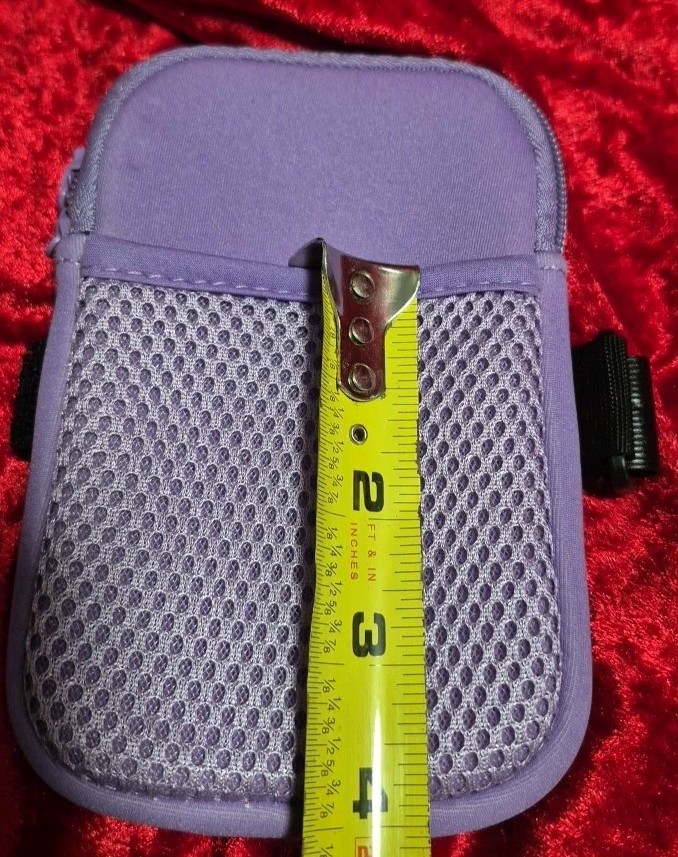 6 1/2″ x 4 1/4″ Zippered Arm Jogger Phone Media Player Purple Pouch with net pkt