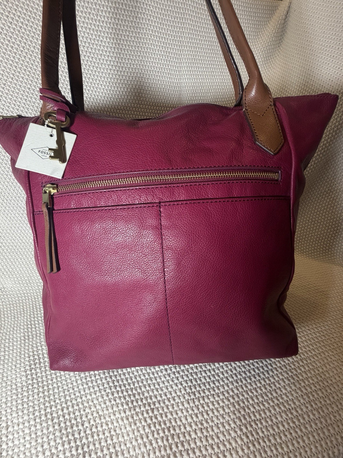 Fossil Fiona Tote Raspberry Wine Color NWT