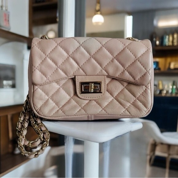 Chiaroscuro Charlotte Pale Pink Leather Shoulder Bag Crossbody Tote Women’s G+