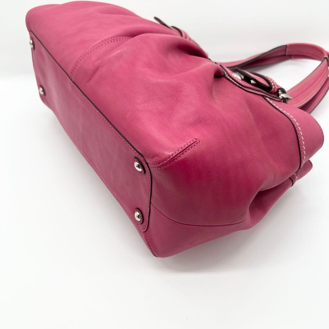Coach Soho Tote Bag Pleated Leather Pink