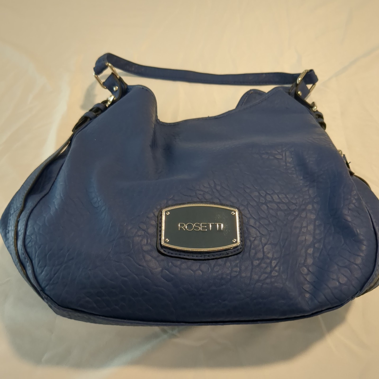 Rosetti Blue Faux Leather Hobo Shoulder Bag Handbag with Adjustable Strap