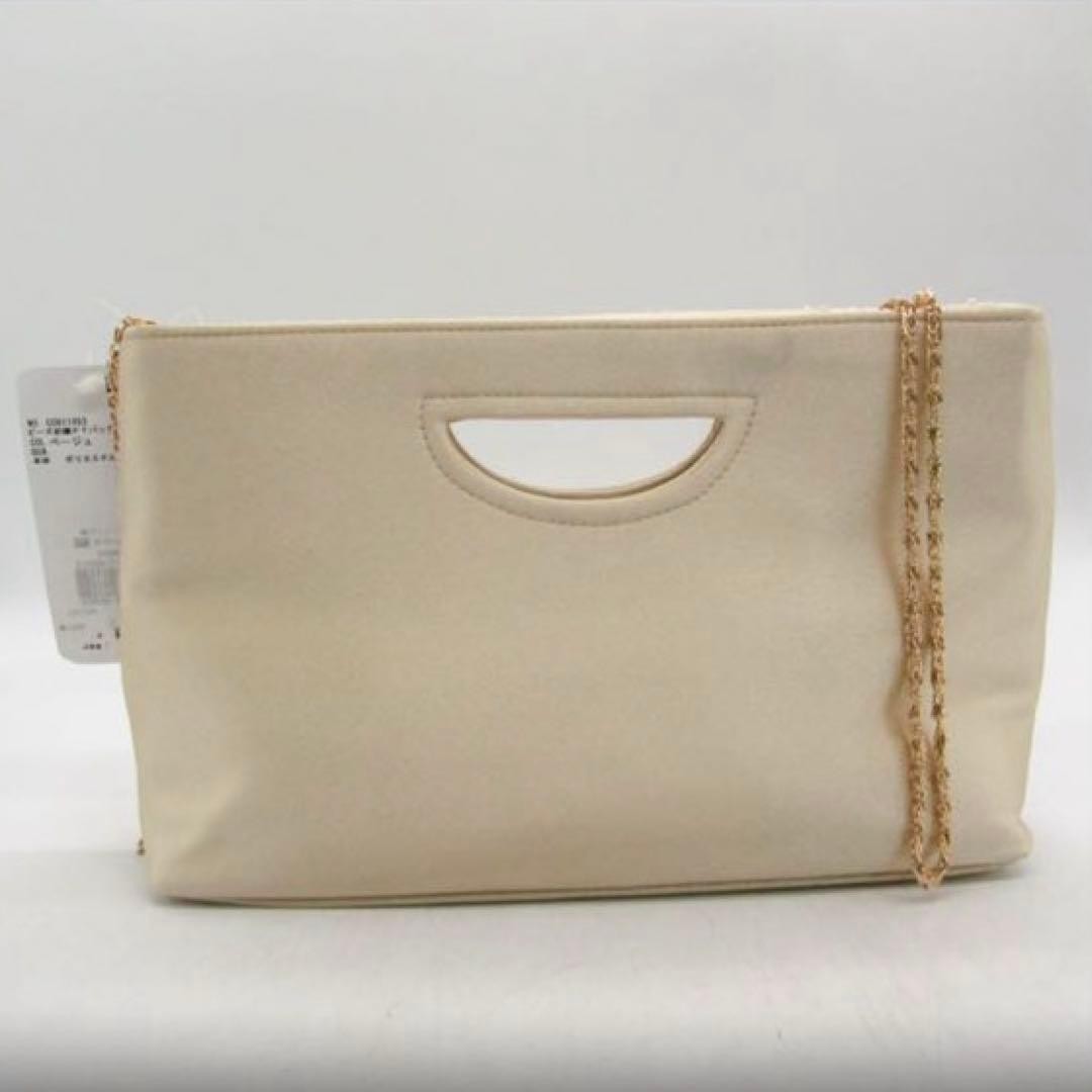 Axes Femme Beige Party Bag W27.5cm Used Japan For 14+