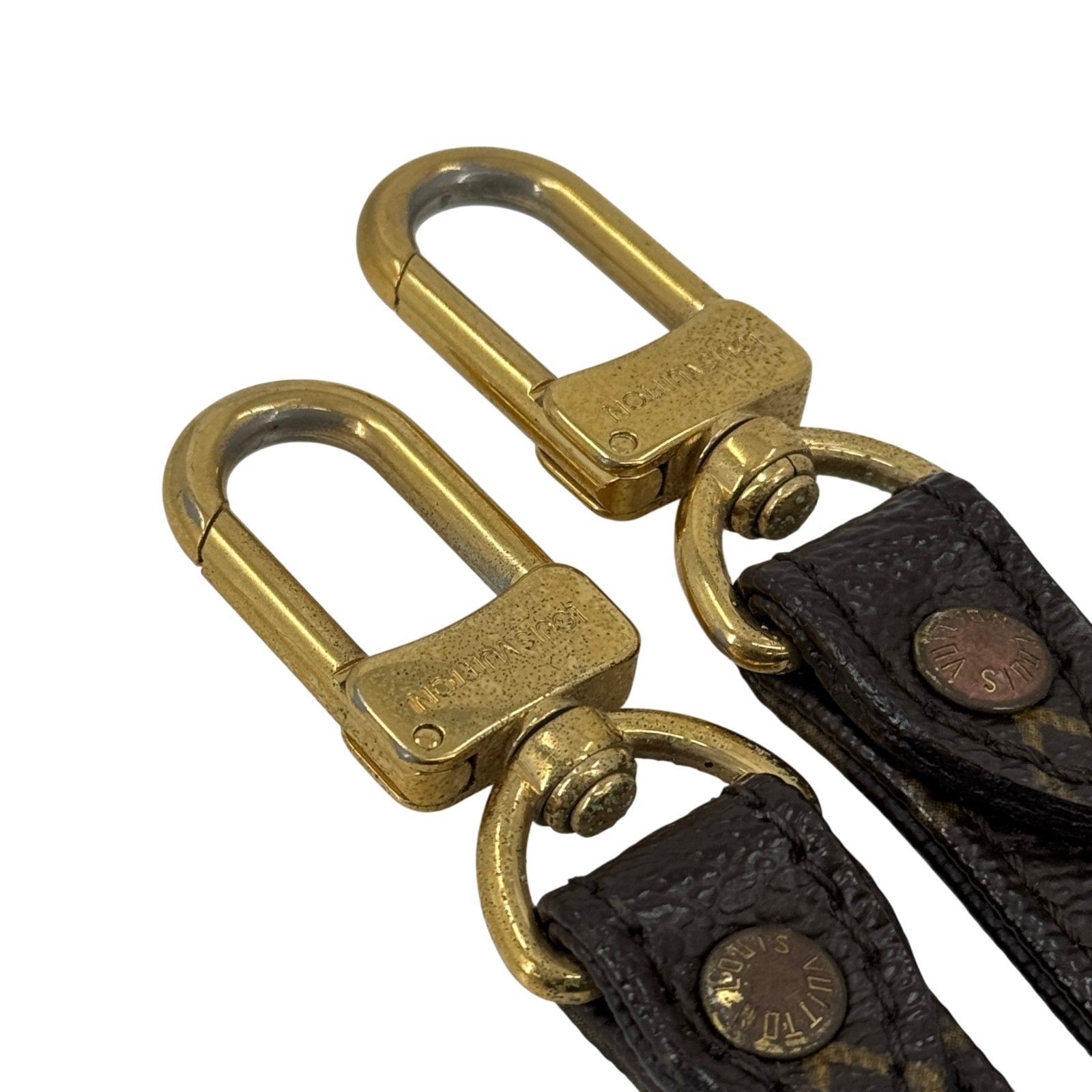 LOUIS VUITTON Non-Adjustable Shoulder Strap Monogram Canvas Gold Tone Clasp