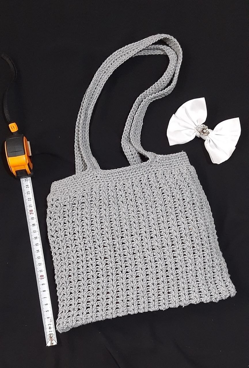 Handmade Crochet Cotton Half Moon Shoulder Bag for Women Boho Woven Ivory Purse