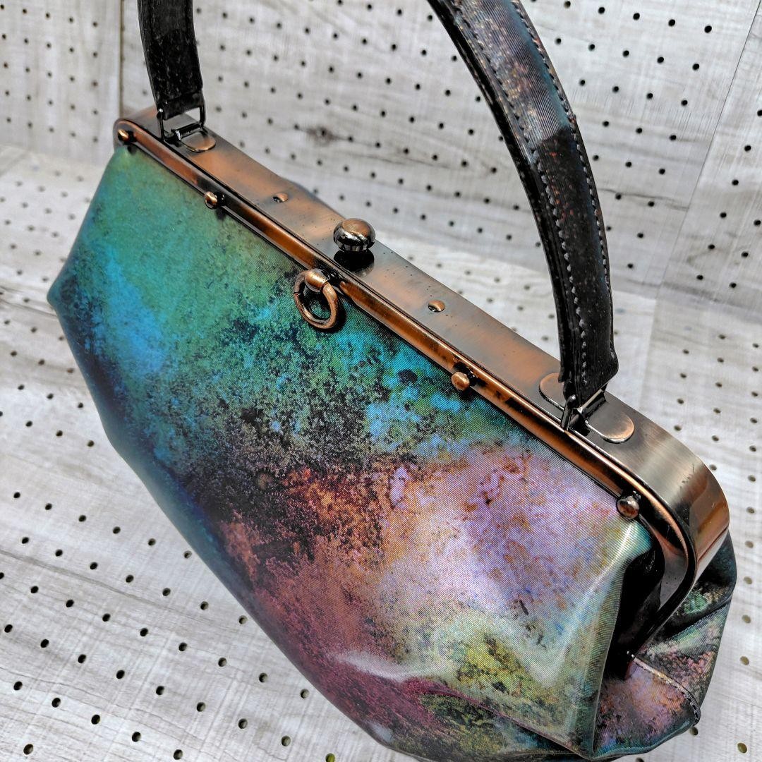 Jean Paul Gaultier Iridescent V-Cyber Kiss Lock Handbag Designer Authentic
